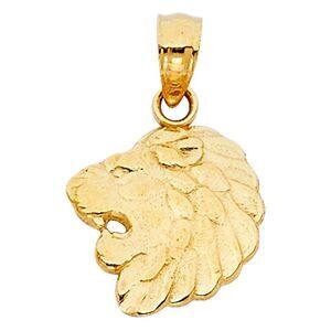 14k Solid Gold Lion Charm plus 18” Solid Gold Box Chain Necklace